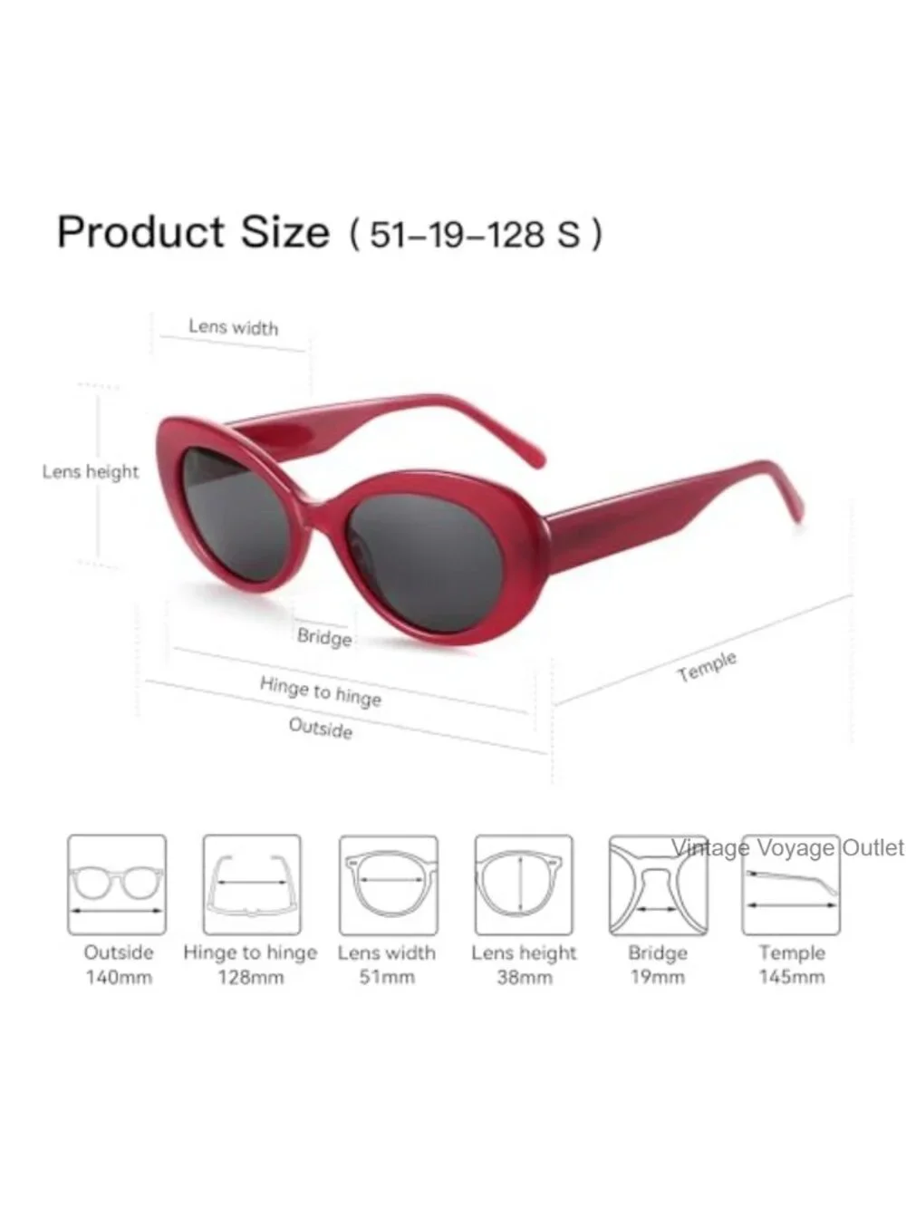 Women's Oval Retro Acetate Sunglasses Polarized UV400 Protection